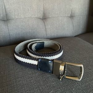Ermenegildo Zegna reversible men’s woven belt | size 30 | navy & gray